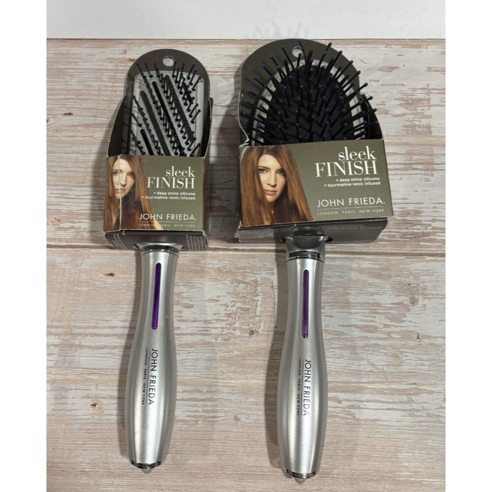 2 Pack John Frieda Sleek Finish Paddle Brush Deep Shine Silicone Discontinued